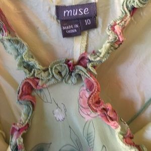 Green/Coral Floral Sun Dress with Sequins